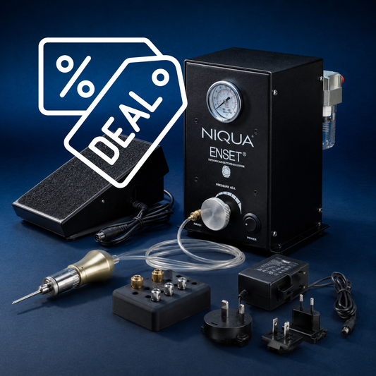 NIQUA Enset Compact Engraving Machine with "The Rocket" Handpiece – Complete Professional Pneumatic Engraving System