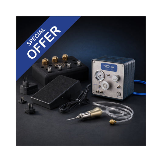 NIQUA SILENCE PRO Gravurmaschine inklusive "The Rocket" Handstück – High-End Pneumatik-Gravursystem